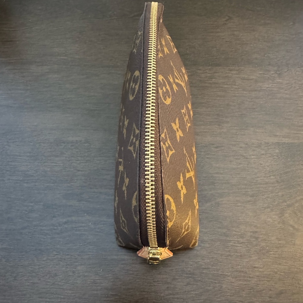 Authentic Louis Vuitton Monogram Dome Cosmetic Pouch - Brown with Gold Monogram - Picture 6 of 16
